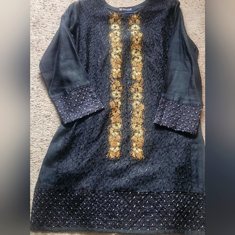Black and gold pakistani kurta